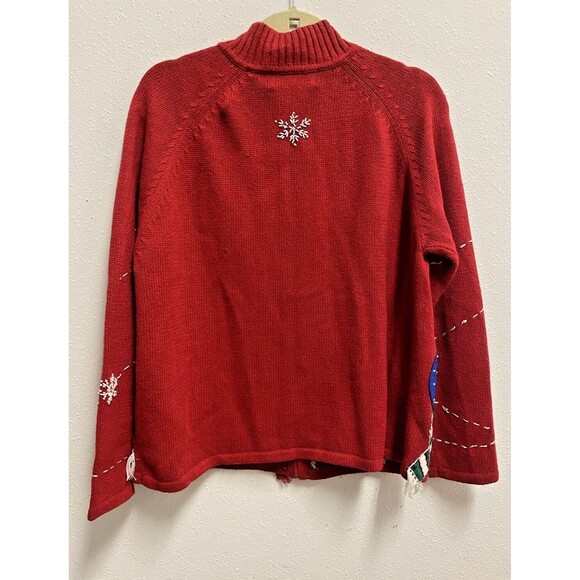 Vintage Tiara International Christmas Collection Snowman Cardigan Sweater Size M - Picture 9 of 14